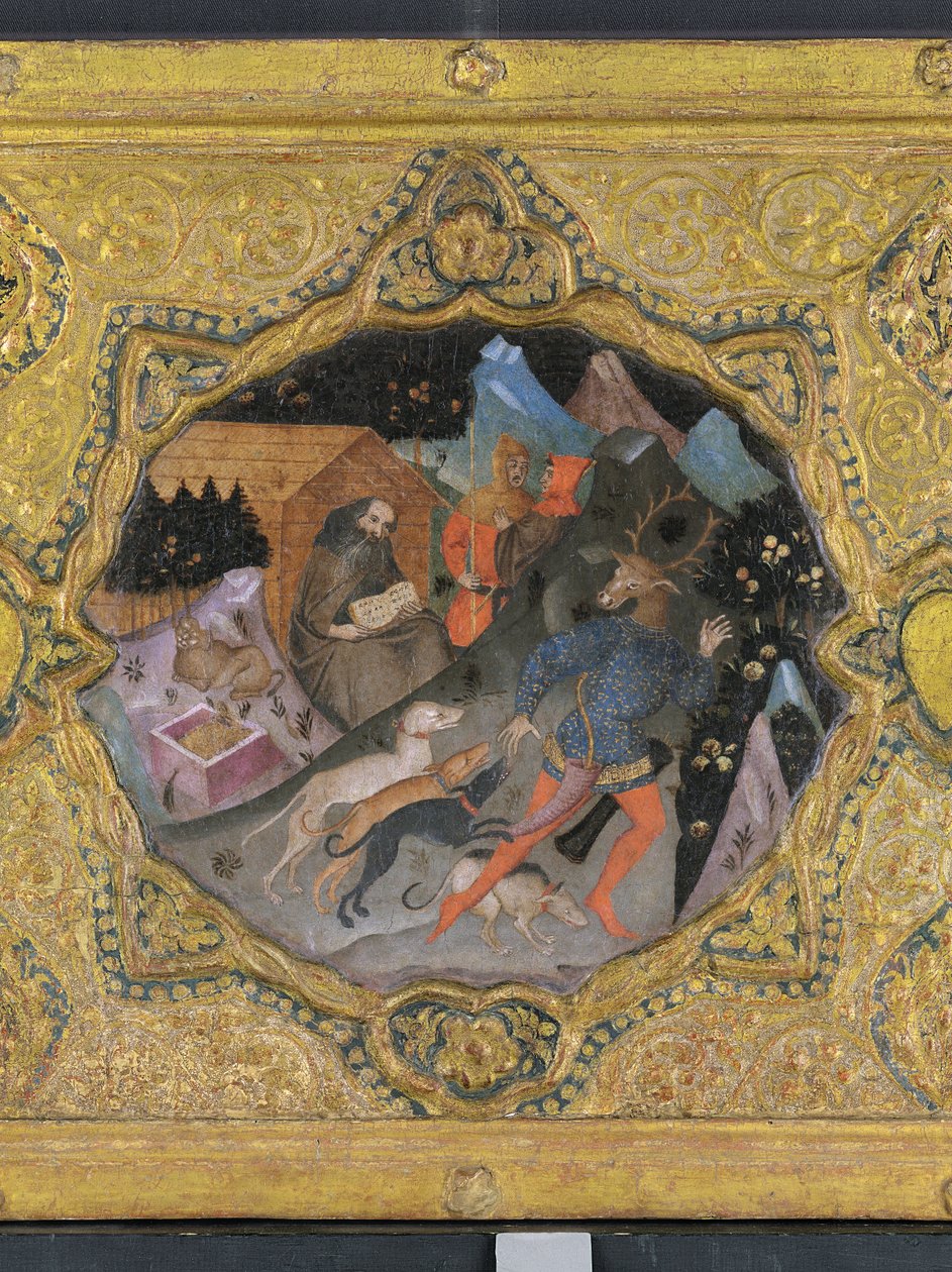 Detalje fra The Story of Diana and Actaeon, med Saint Hieronymus: et cassone-panel af Francesco di Michele