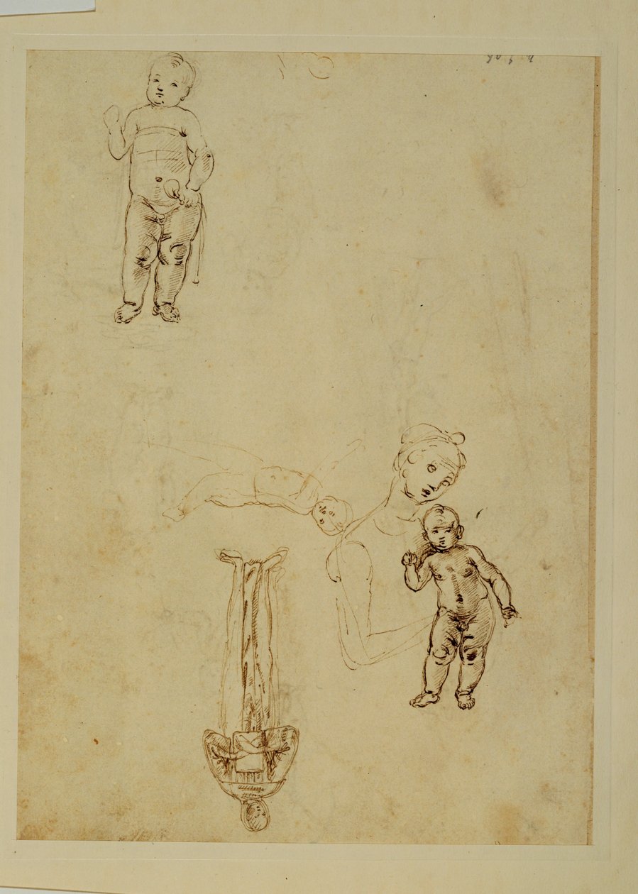 Jomfruen og Jesusbarnet; to børn ... af Francesco di Simone (attr. to)
