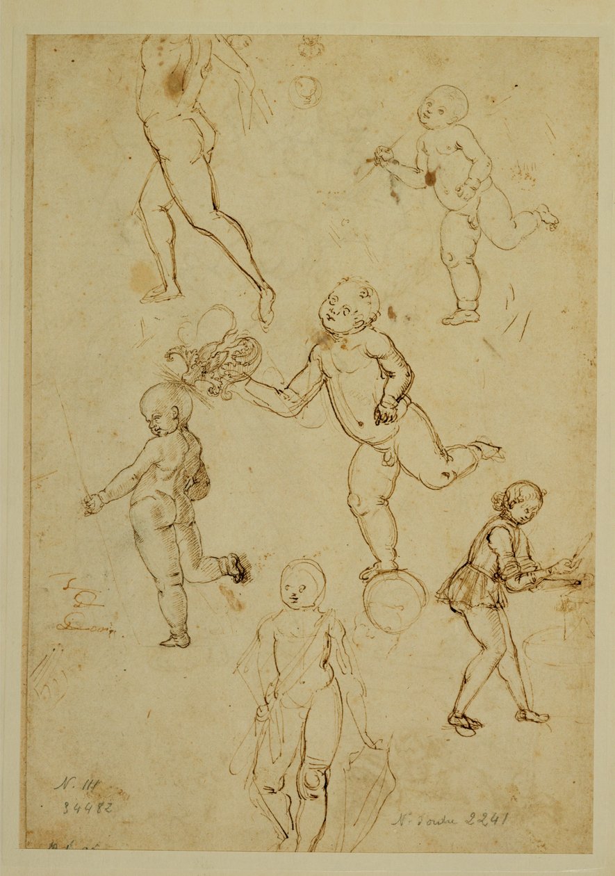 Tre børn; en putto ... af Francesco di Simone (attr. to)