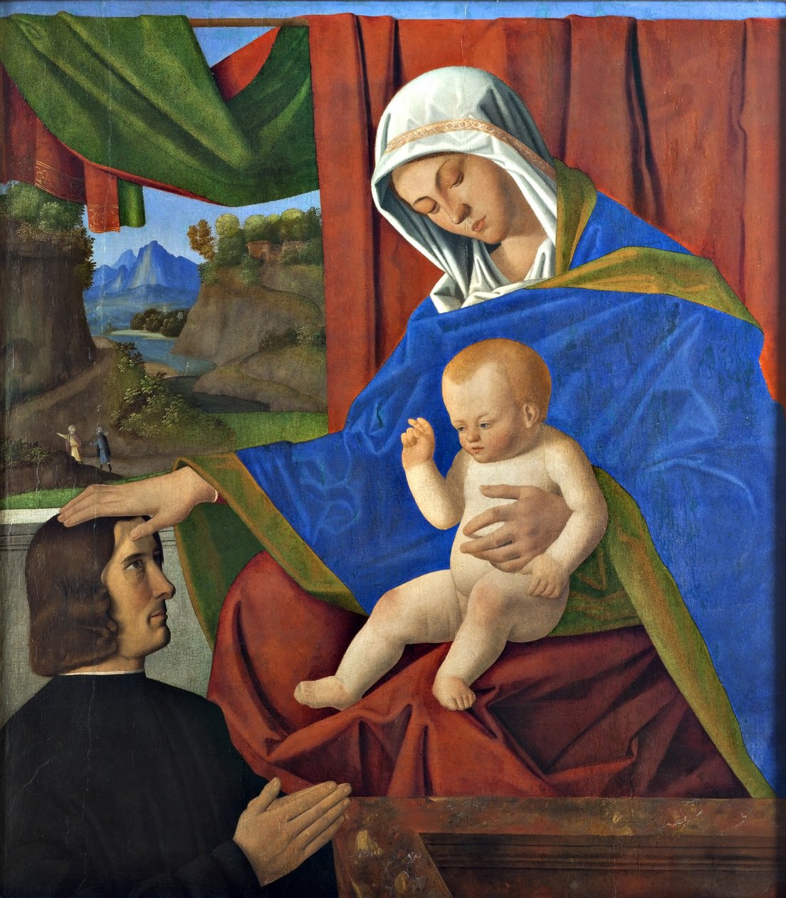 Jomfru og barn med en donor, slutningen af det 15. århundrede.. af Francesco di Simone da Santacroce