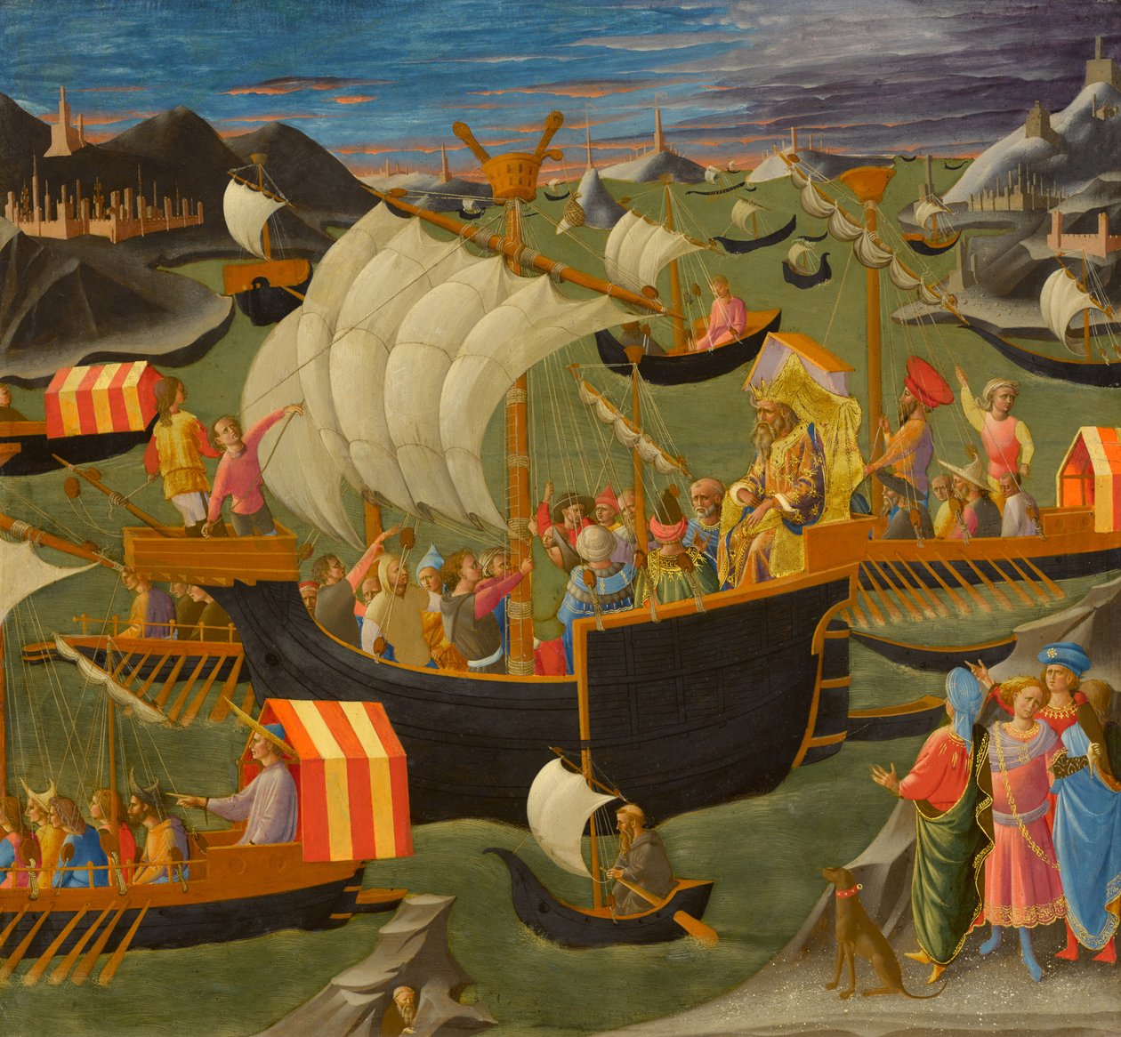 Kong Melchior sejler til det hellige land, ca. 1445-50 af Francesco di Stefano Pesellino