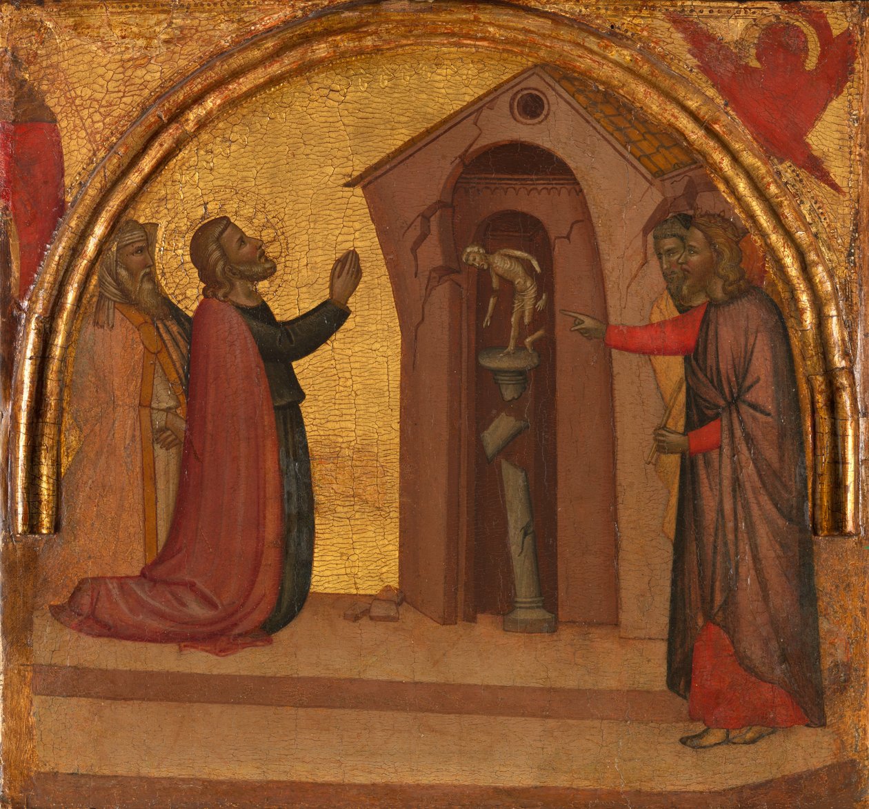 Sankt Johannes evangelisten får et hedensk tempel til at kollapse, ca. 1370. af Francescuccio Ghissi