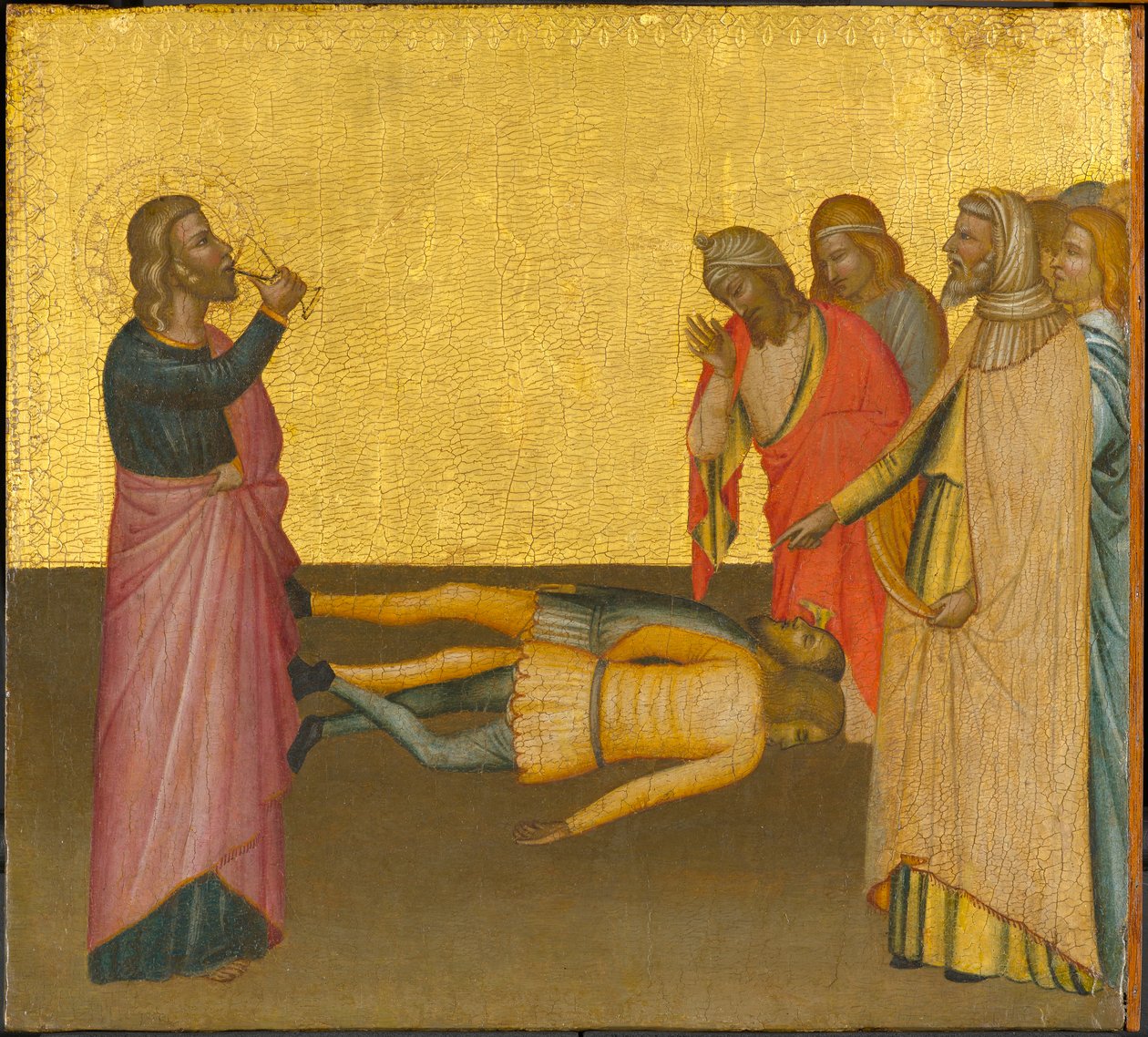 Johannes evangelisten og det forgiftede bæger, ca. 1370-1380 (tempera og bladguld på panel) af Francescuccio Ghissi