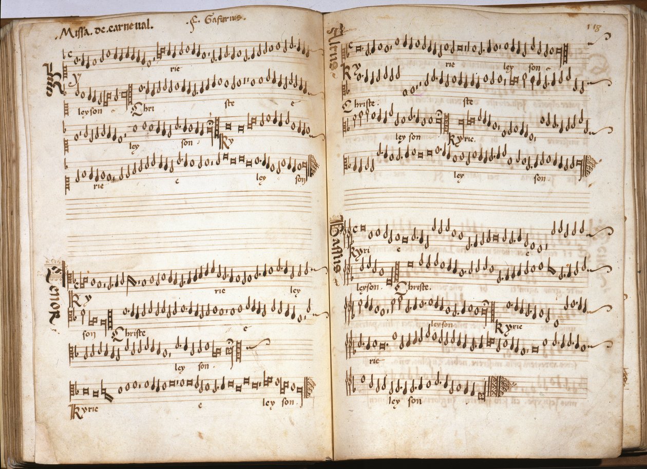 Karnevalsmesse i "Liber Capella" af Franchini (Franchino) Gaffurio (Franchinus Gaffurius) (1451-1522). bind III af Franchini Gaffurio