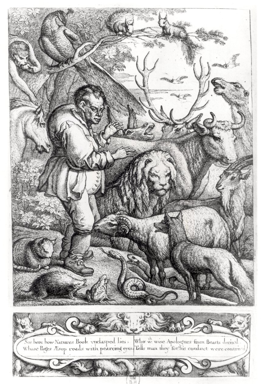 Illustration fra indledningen til Æsops fabler, 1666 af Francis Barlow