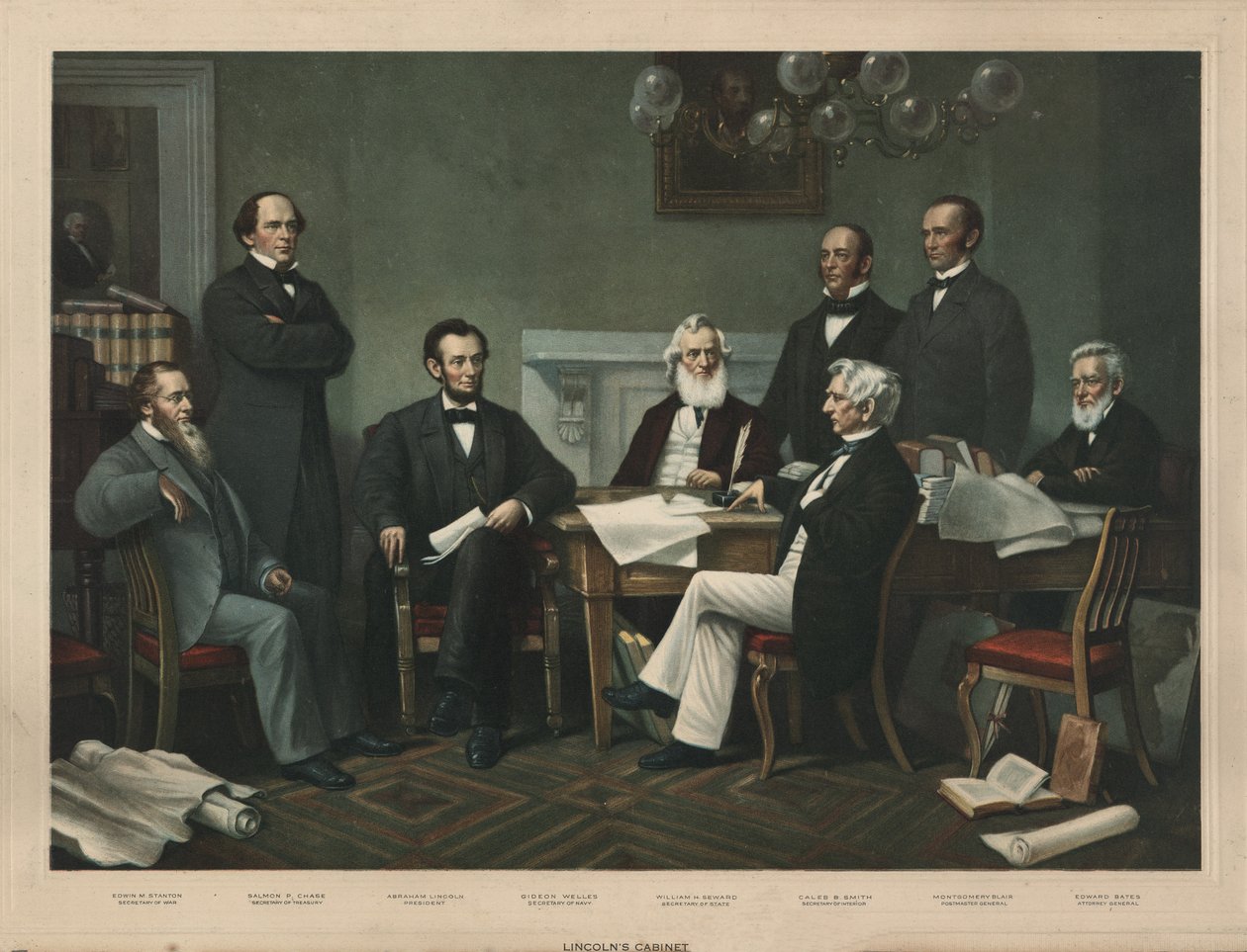 Lincolns kabinet, pub. 1865 af Francis Bicknell Carpenter