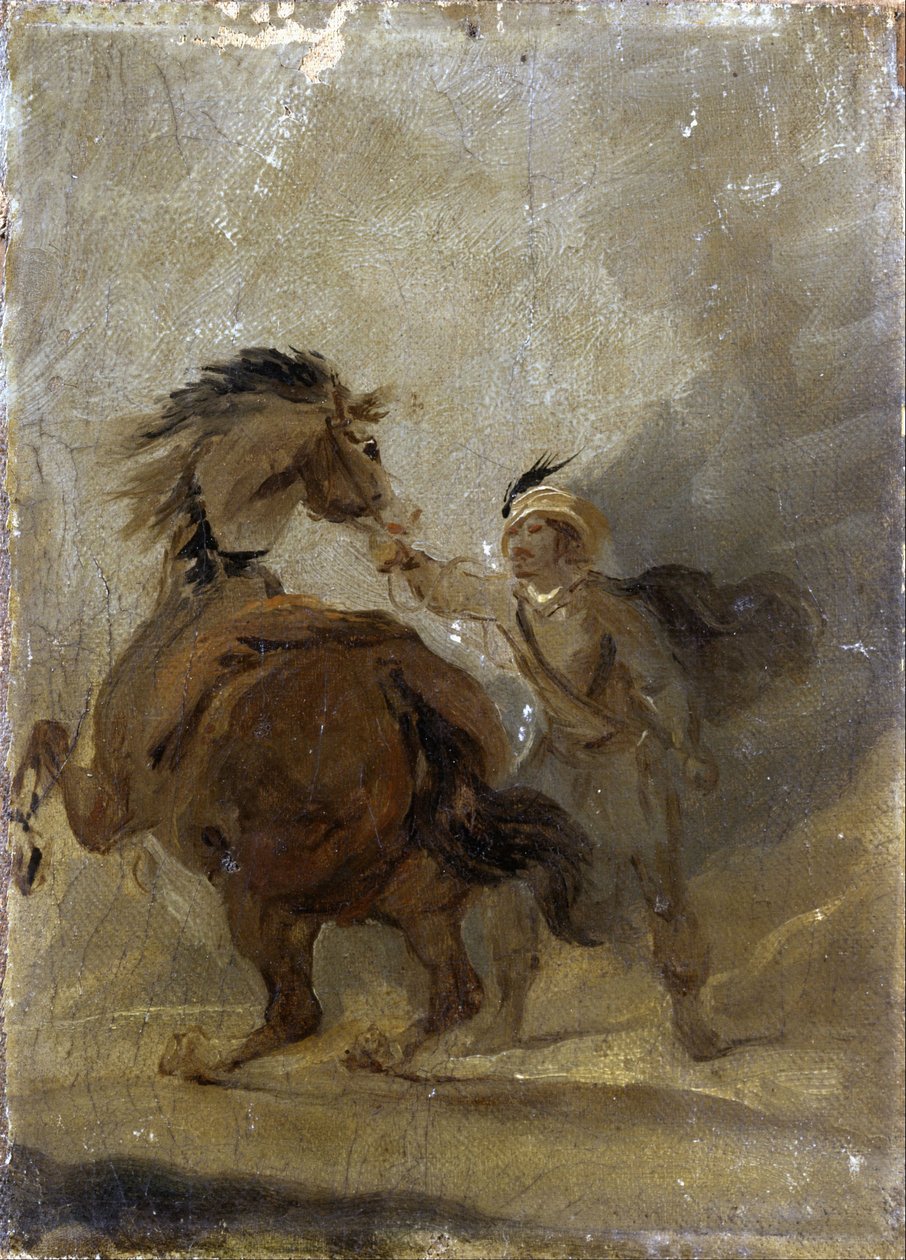 En mand, der holder en hest af Francis Bourgeois