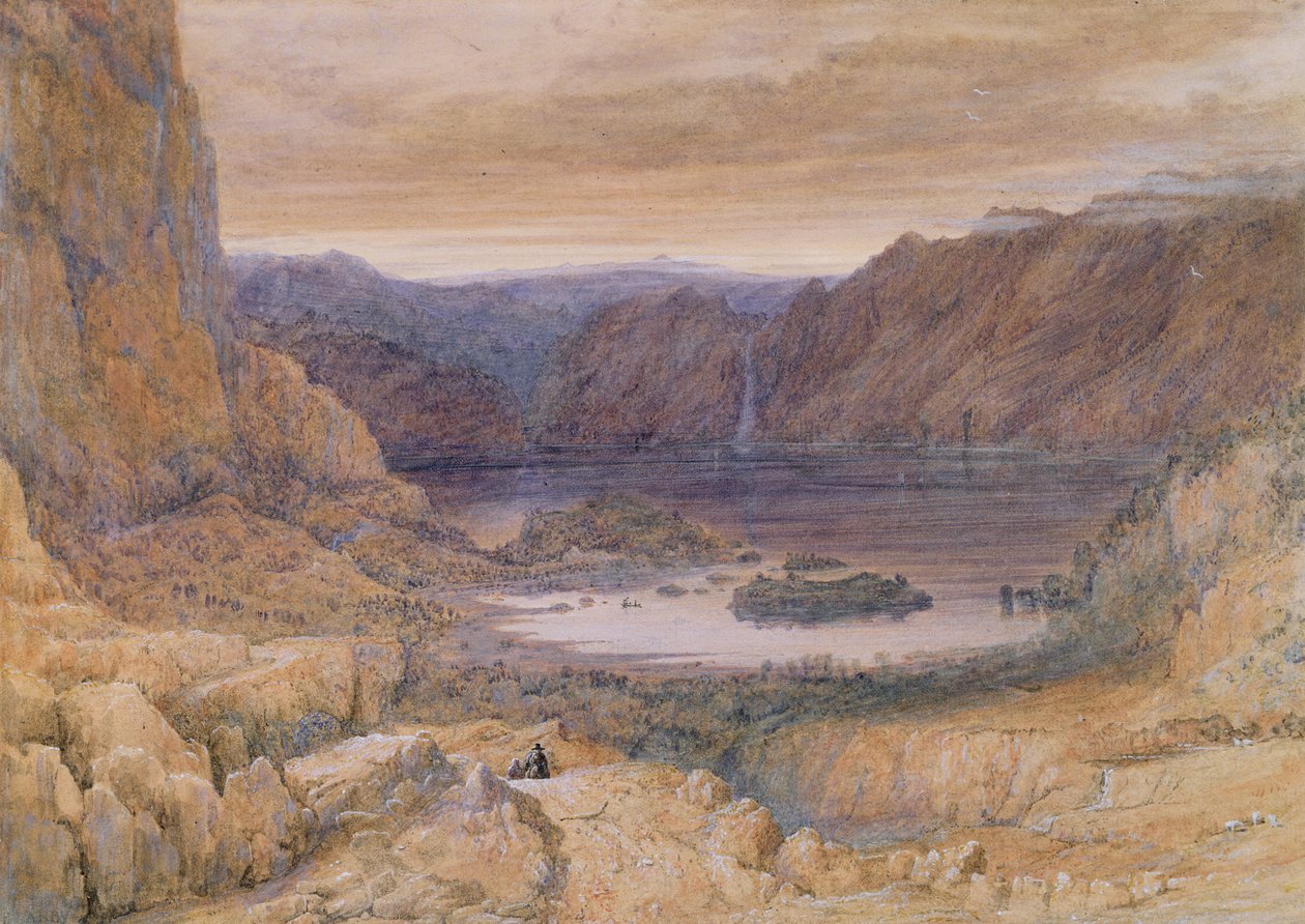 En bjergsø, Norge, ca.1827 (wc og gouache på papir) af Francis Danby