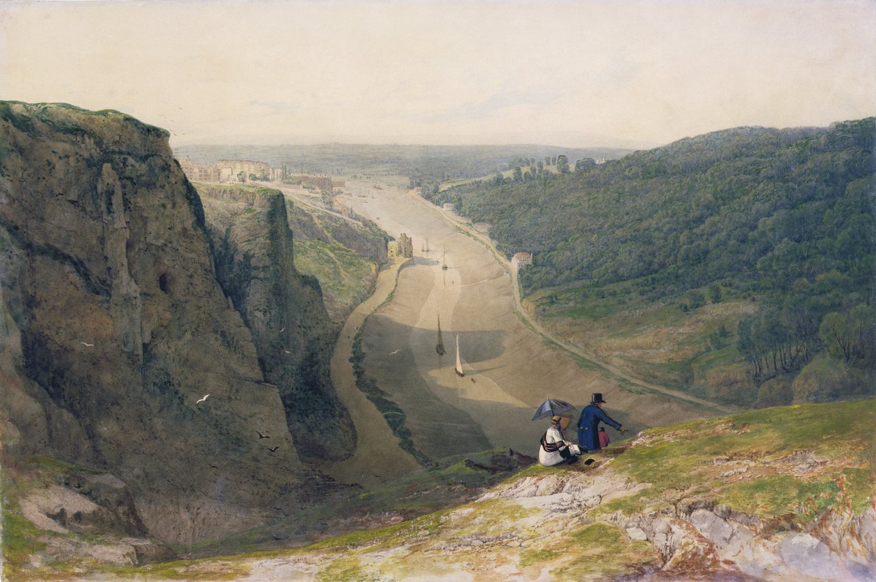 Avon Gorge, med udsigt over Clifton, ca. 1820 (wc og kropsfarve over grafit med udskrabning på vævet papir) af Francis Danby