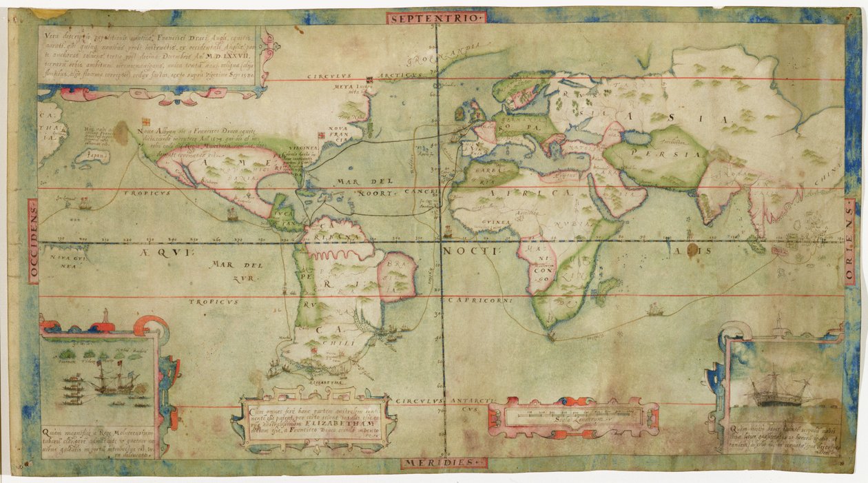 En sand beskrivelse af flådeekspeditionen af Francis Drake, der med fem skibe afgik fra den vestlige del af England den 13. december 1577, omsejlede kloden og vendte tilbage den 26. september af Francis Drake