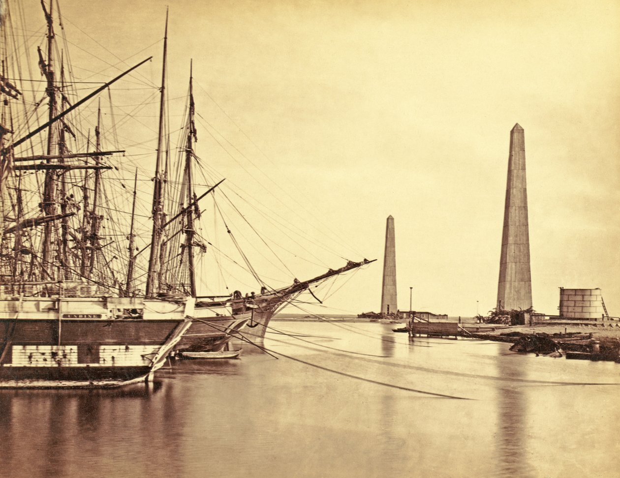 Indgangen til Suezkanalen i Port Said, ca. 1856 (albumenprint) af Francis Frith
