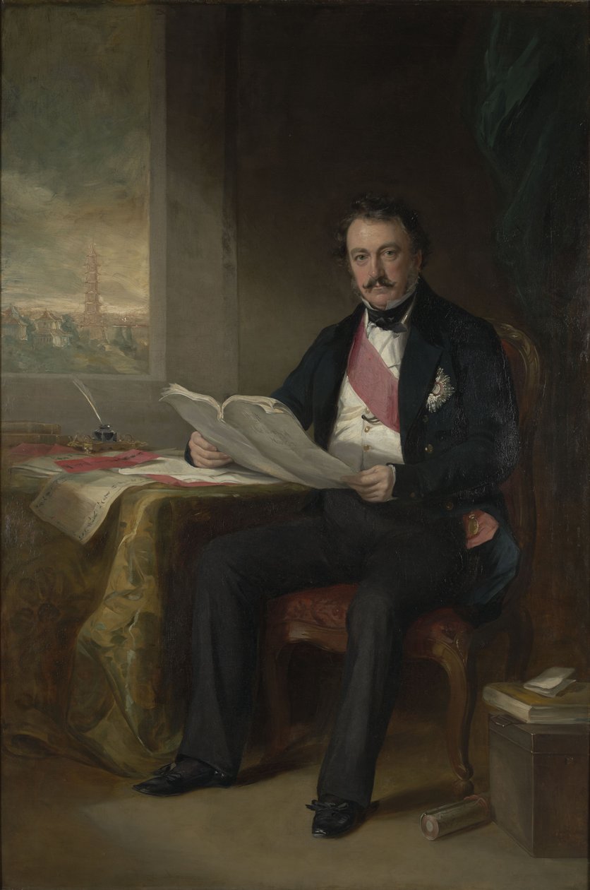 Portræt af Sir Henry Pottinger, 1. baronet, guvernør i Hongkong (1789-1856) af Francis Grant