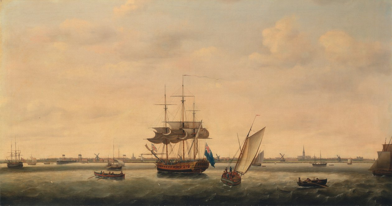 Fregatoverraskelsen ved anker ud for Great Yarmouth, Norfolk af Francis Holman