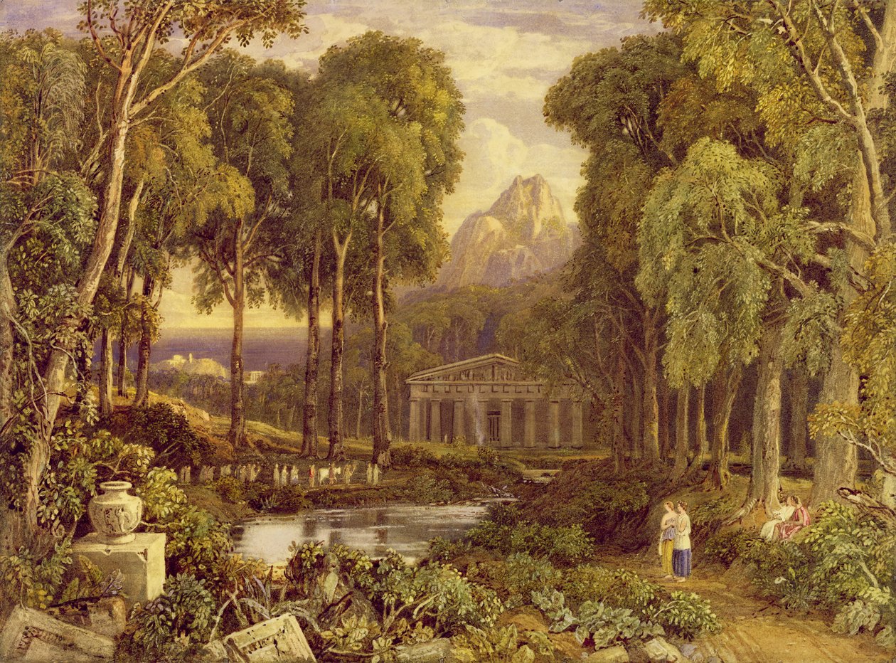 Religiøs ceremoni i det antikke Grækenland (wc und gouache på papir) af Francis Oliver Finch