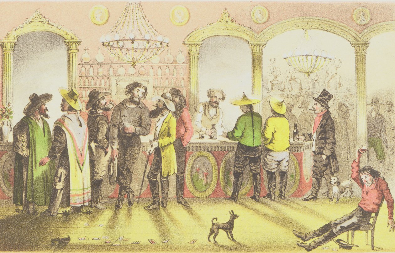 Baren i en spillesalon, graveret af J. Brandard, 1855 af Francis Samuel Marryat