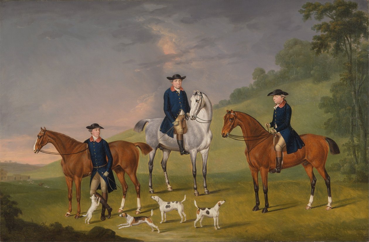 John Corbet, Sir Robert Leighton og John Kynaston med deres Heste og Hounds af J. Francis Sartorius