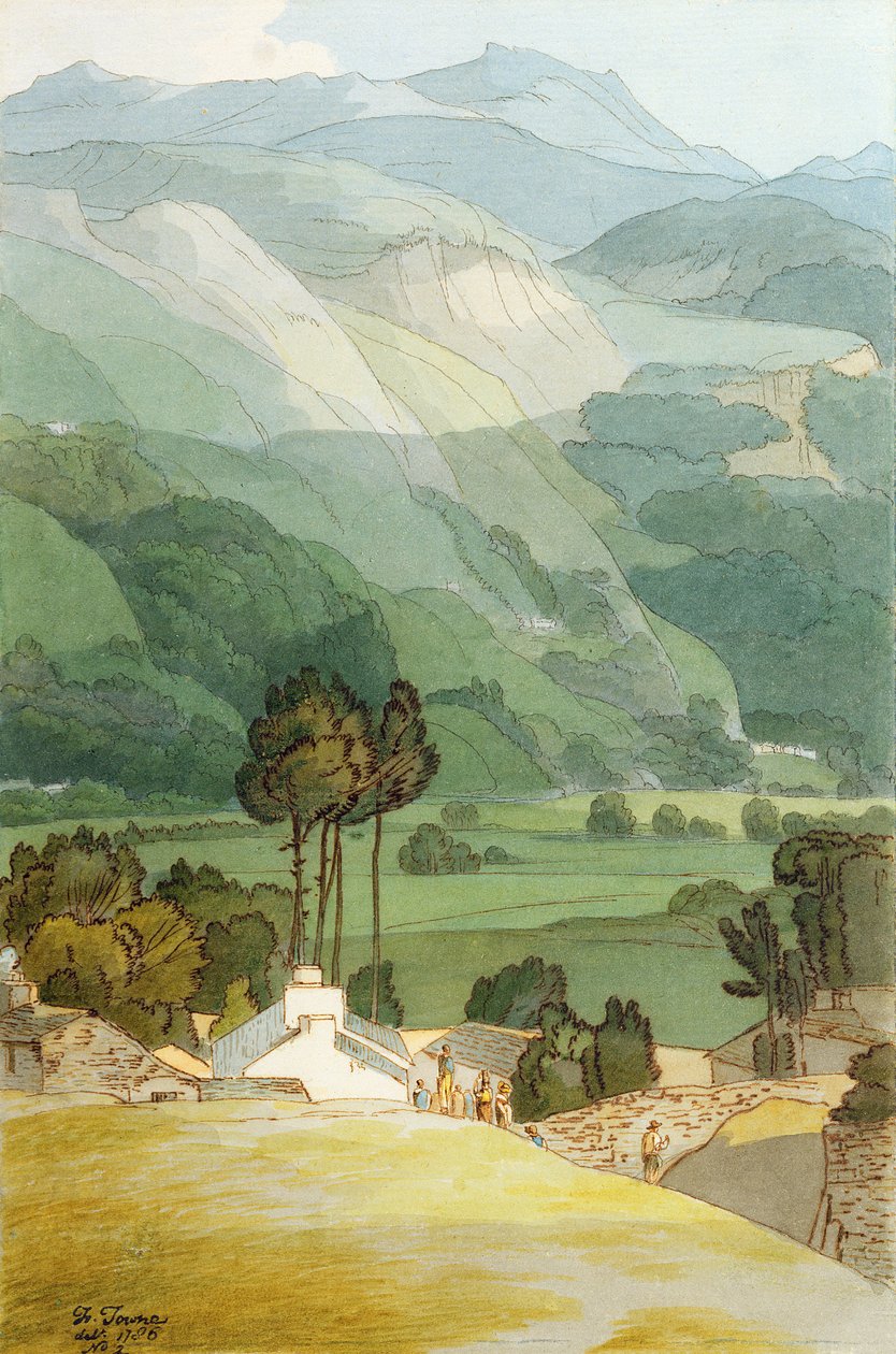 Ambleside, 1786 (wc med pen og blæk over grafit på lagt papir) af Francis Towne