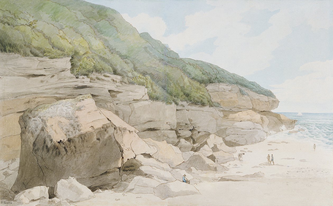 Strandscene, Exmouth af Francis Towne