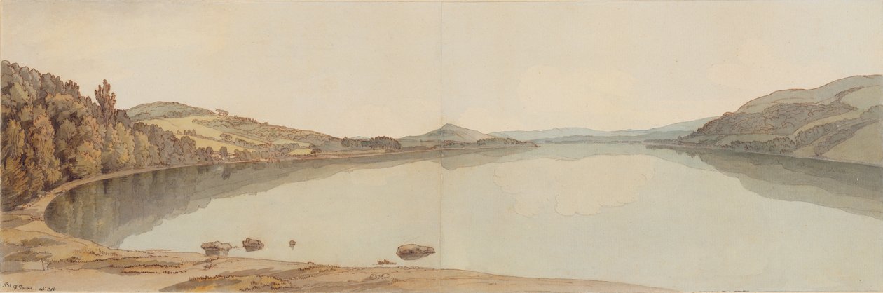 Lake Windermere, 1786 (wc med pen og blæk på papir) af Francis Towne