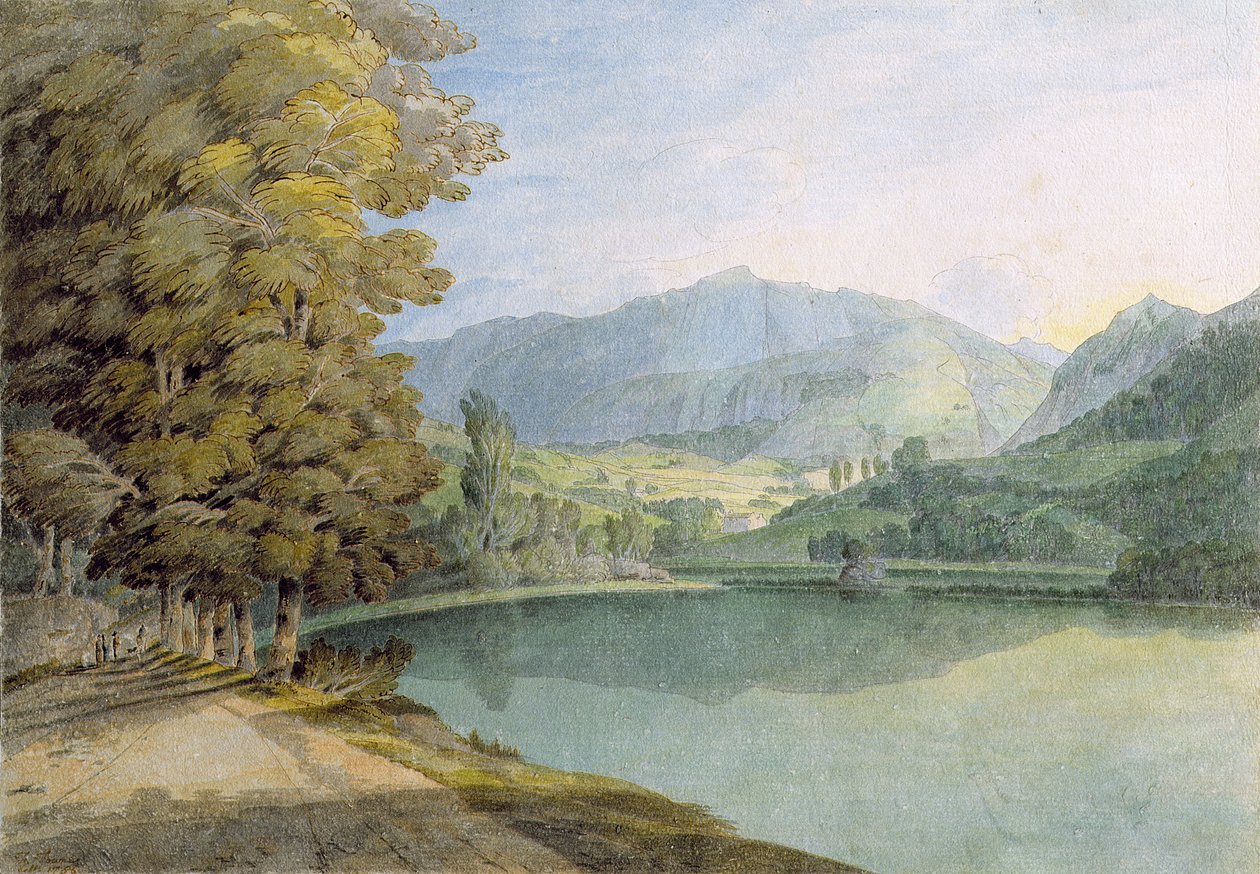 Rydal Water (pen og blæk med wc på papir) af Francis Towne
