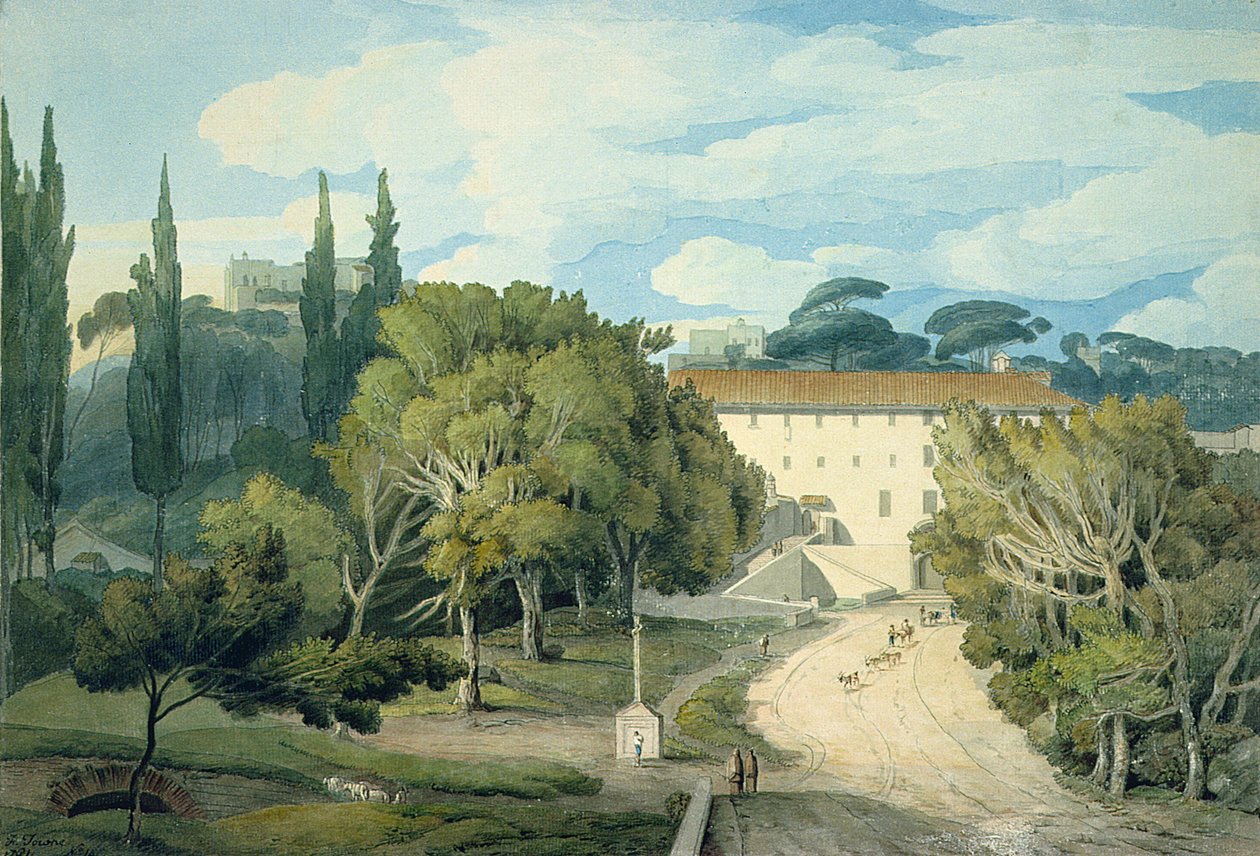 Klosteret St. Eufebio, nær Napoli (akvarel) af Francis Towne