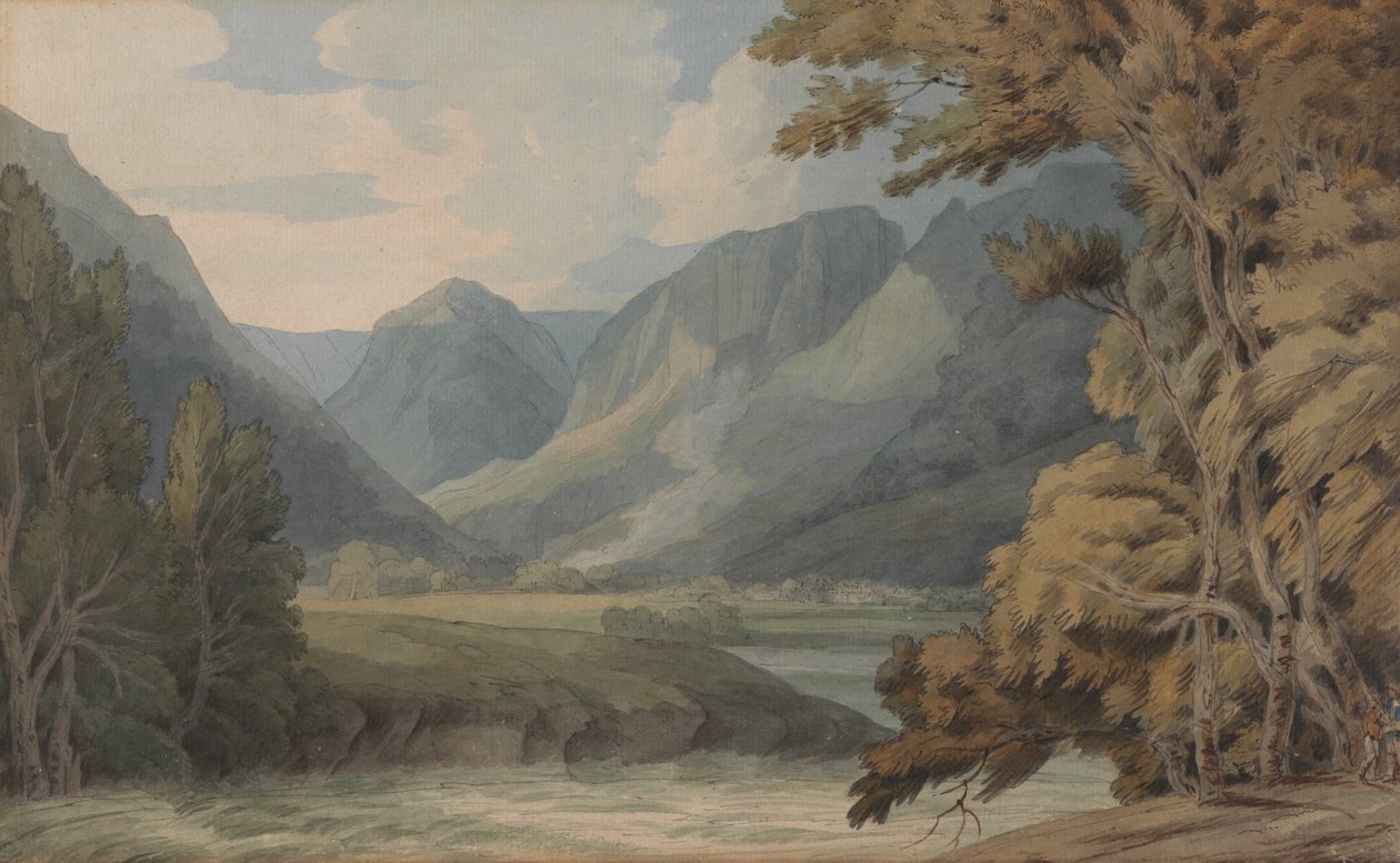 Udsigt i Borrowdale over Eagle Crag og Rosthwaite af Francis Towne