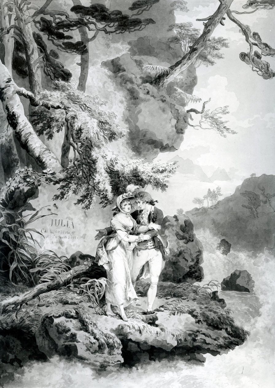 St Preux og Julia, 1786 (pen og blæk med wc) af Francis Wheatley