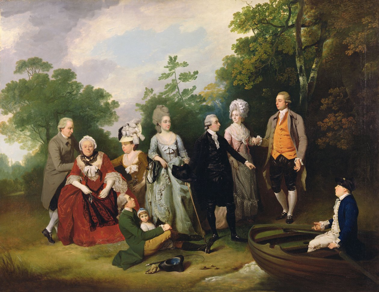 Familierne Oliver og Ward i en have, ca. 1788 af Francis Wheatley