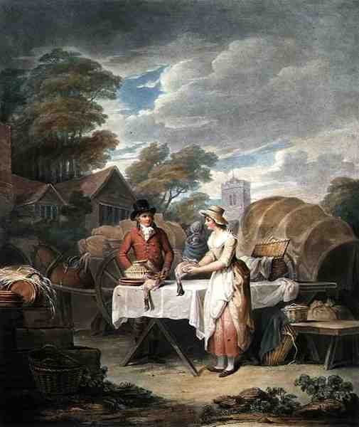 At Market, indgraveret af W. Annis, pub. af Morgan & Pearce af Francis (after) Wheatley