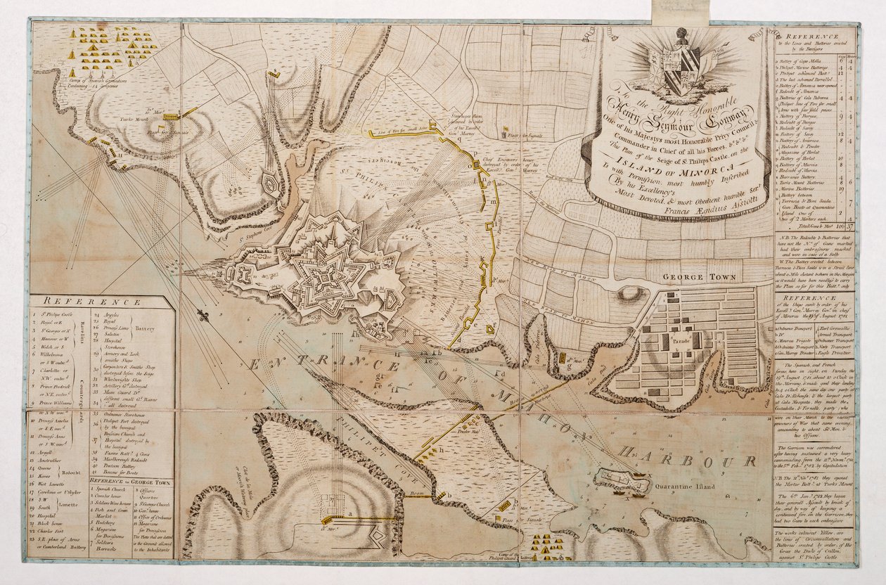Plan over belejringen af St. Philips Castle på øen Menorca af Francis Aegidius Assiotti