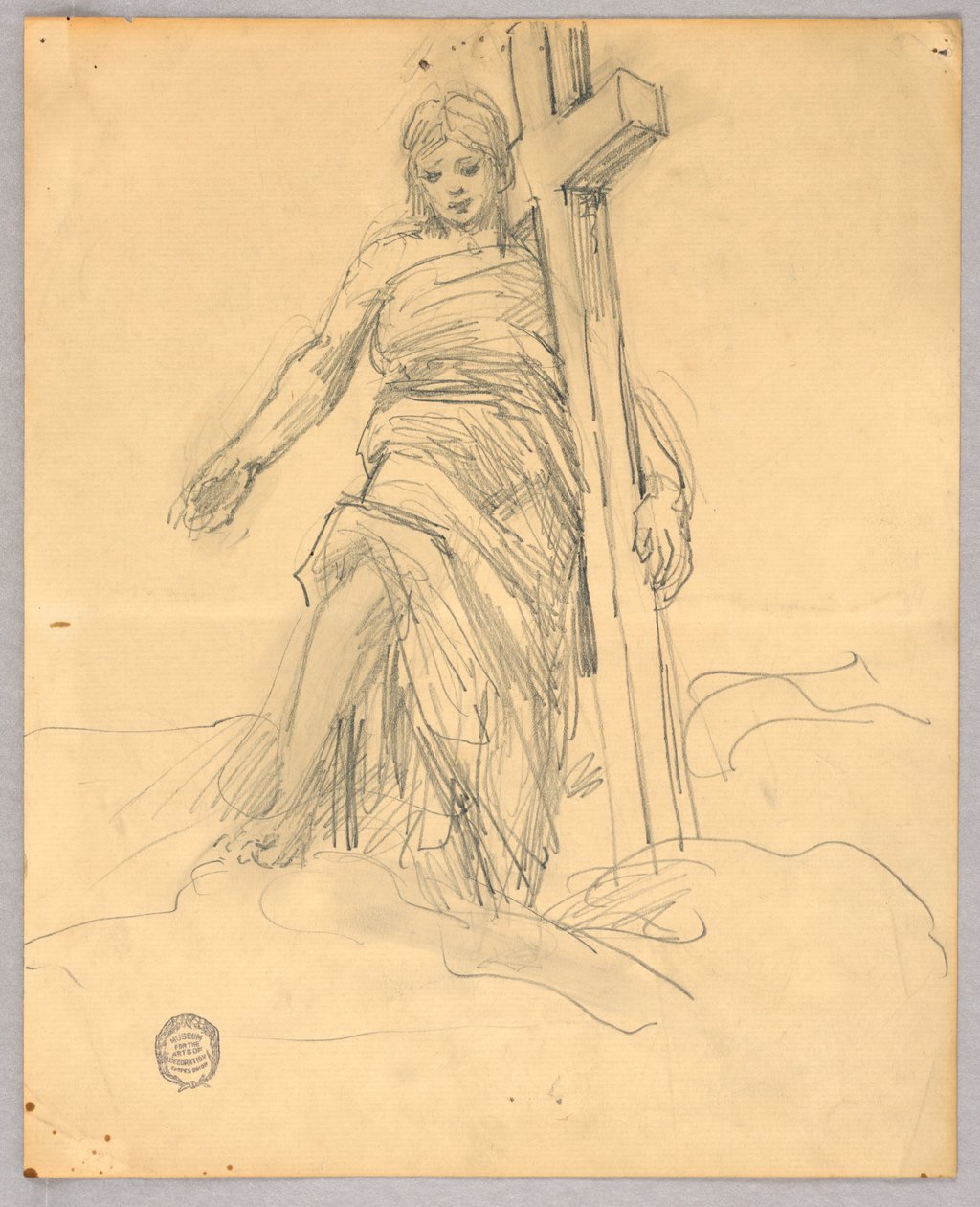 Skitse til Central Figur i Himmelfart af Francis Augustus Lathrop