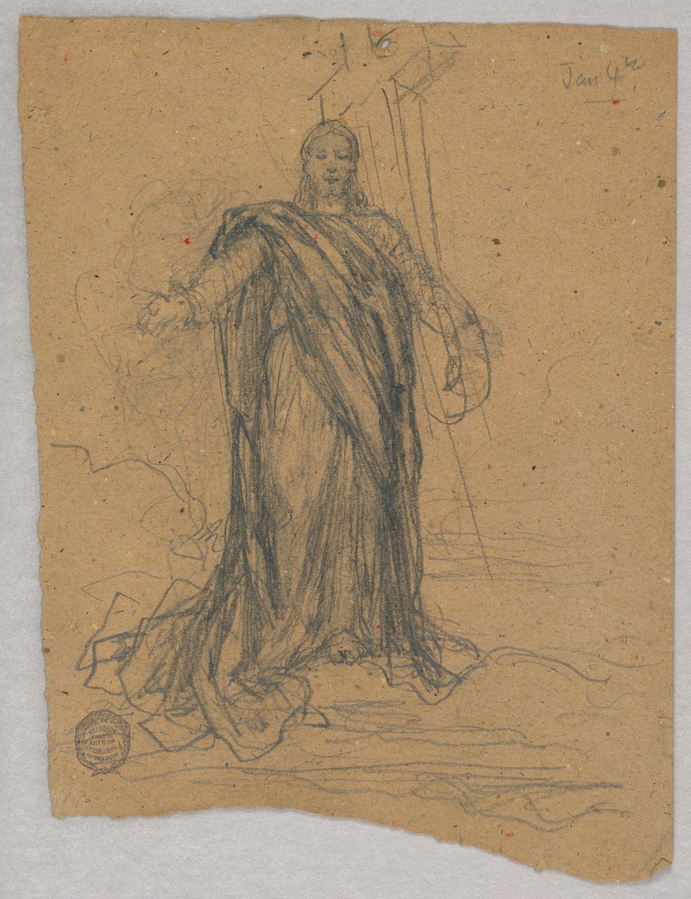 Skitse til Central Figur i Himmelfart af Francis Augustus Lathrop