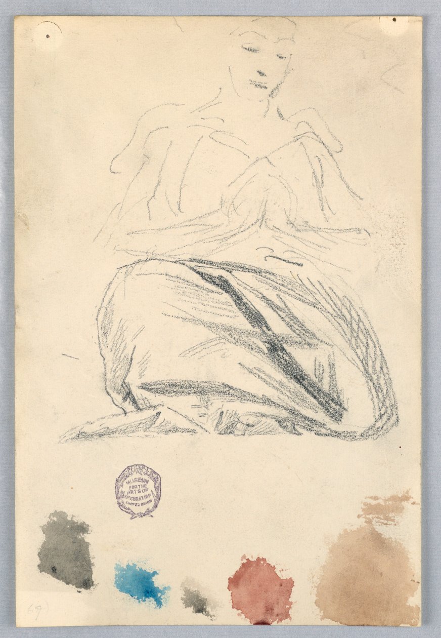 Skitse af draperi til siddende figur af Francis Augustus Lathrop