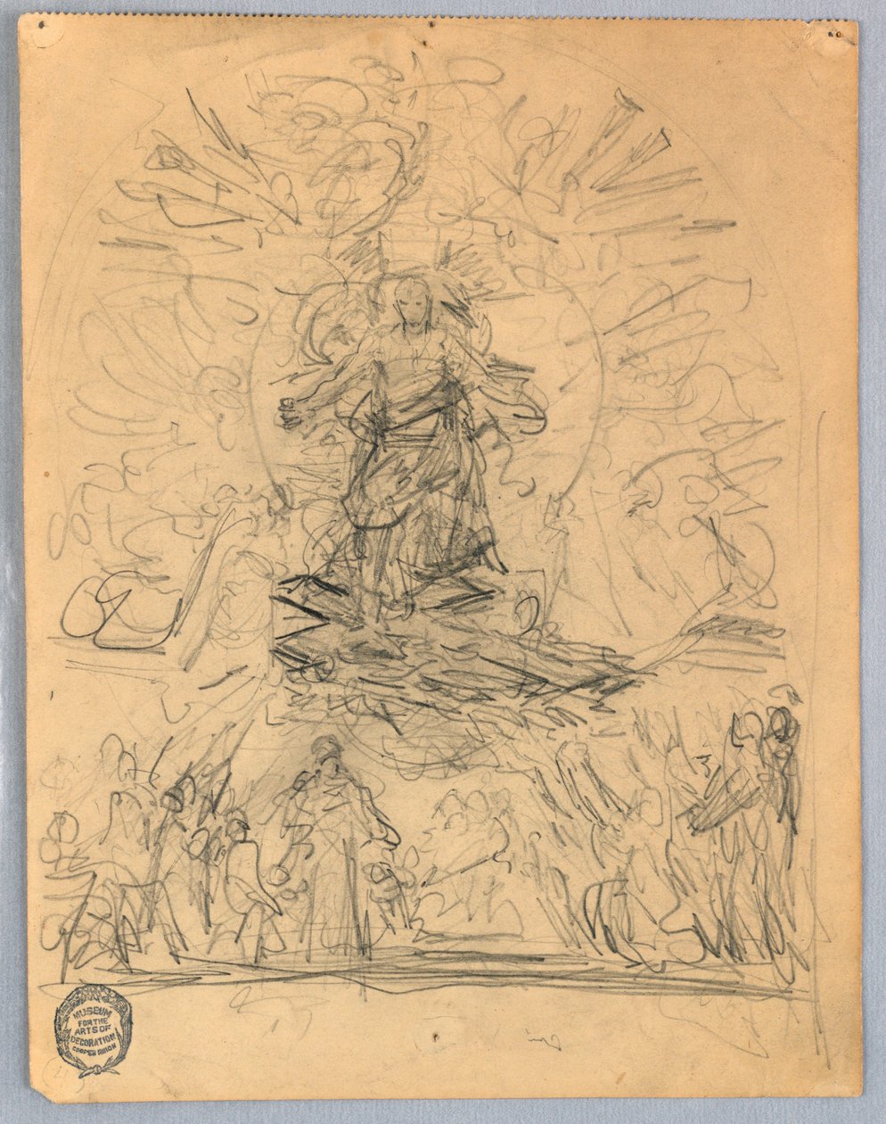 Skitse af figur på et kors af Francis Augustus Lathrop