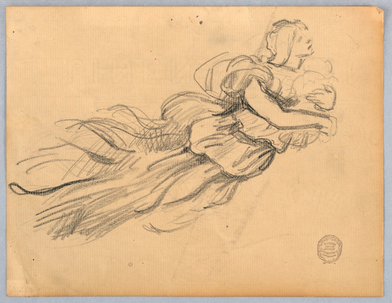 Skitse af figur med draperi af Francis Augustus Lathrop
