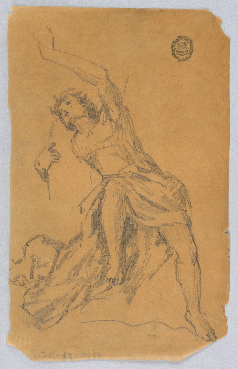 Skitse af figur med draperi af Francis Augustus Lathrop