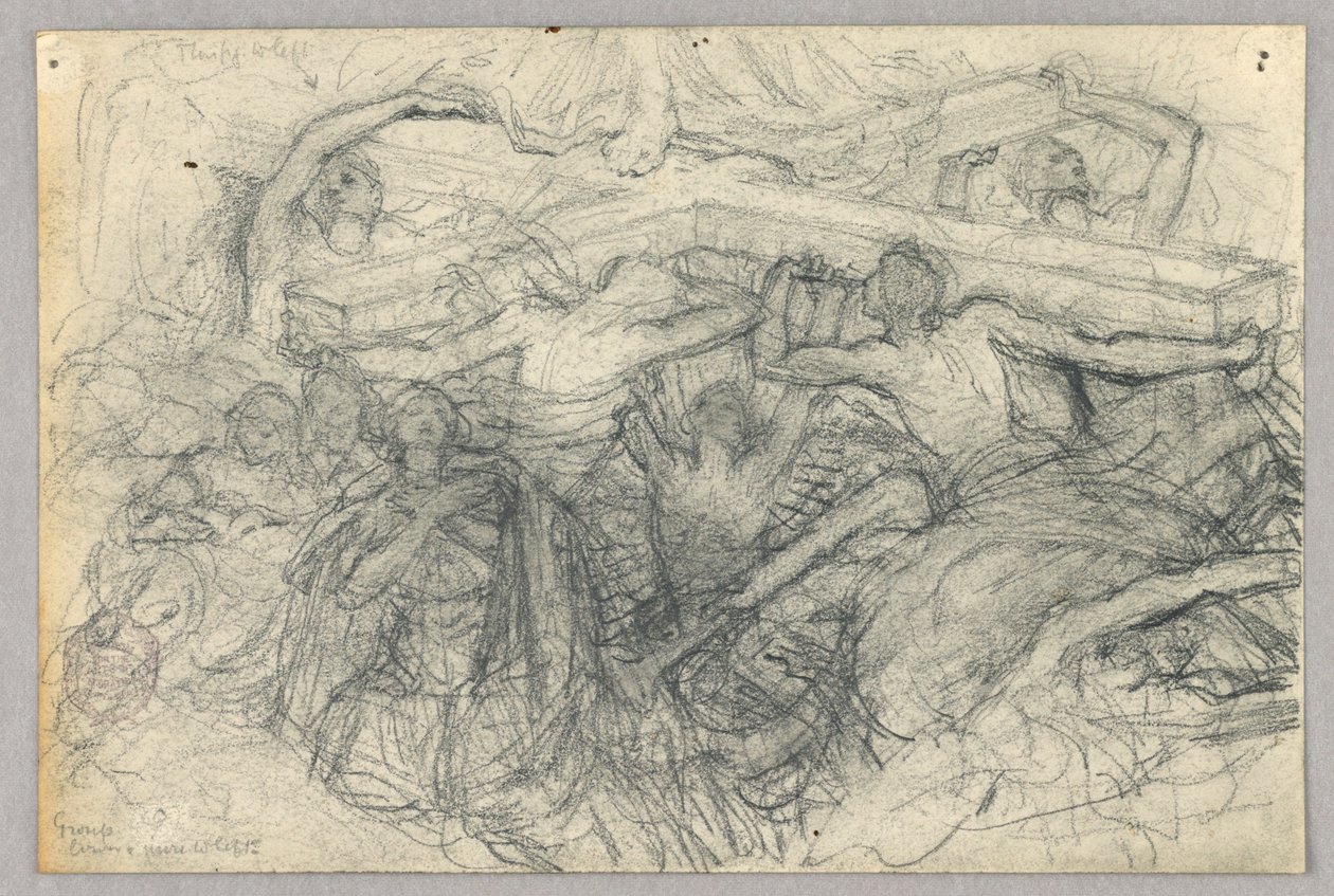 Skitse af figurer, der bærer et kors af Francis Augustus Lathrop