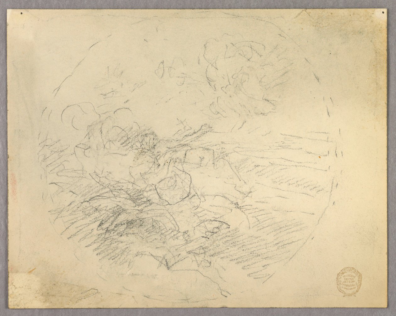 Skitse af figurer i en cirkel af Francis Augustus Lathrop