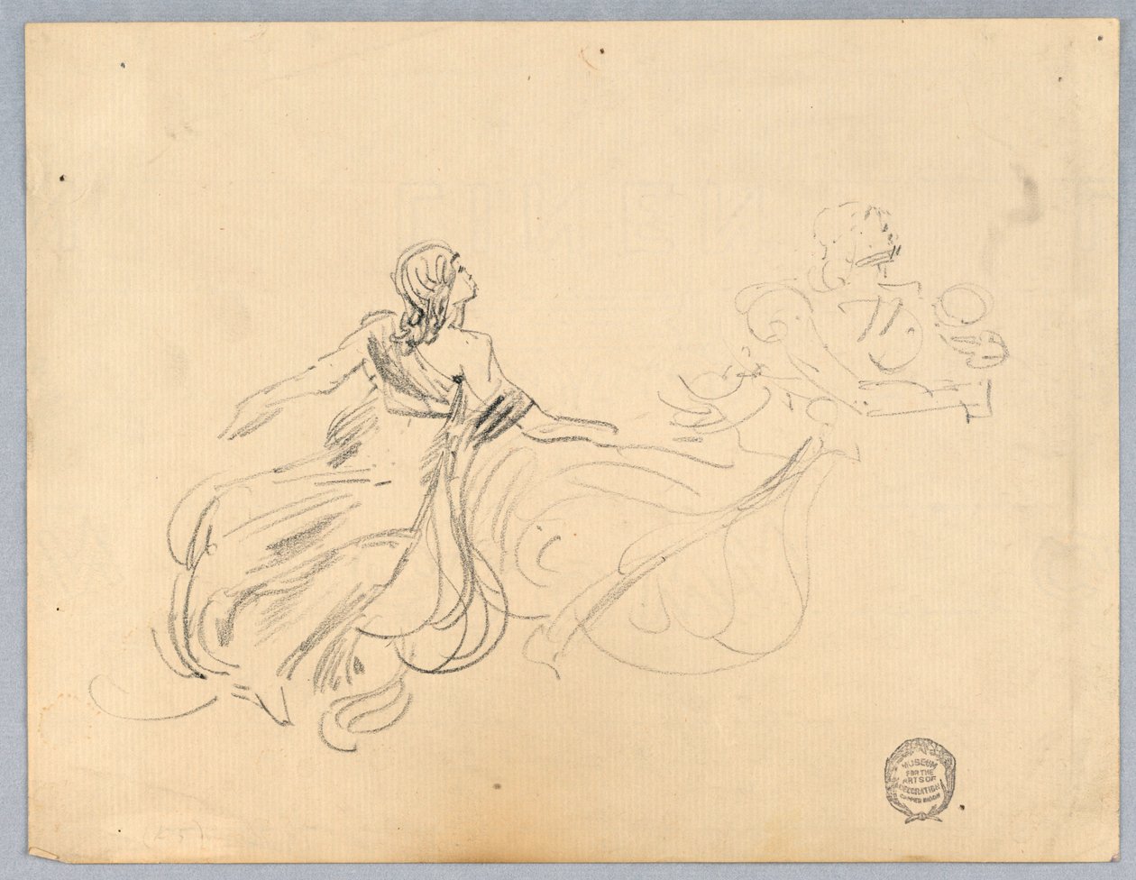 Skitse af to kvindefigurer af Francis Augustus Lathrop