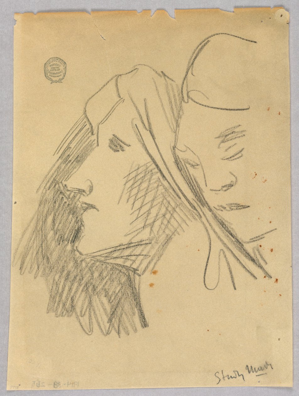 Skitse af to hoveder af Francis Augustus Lathrop