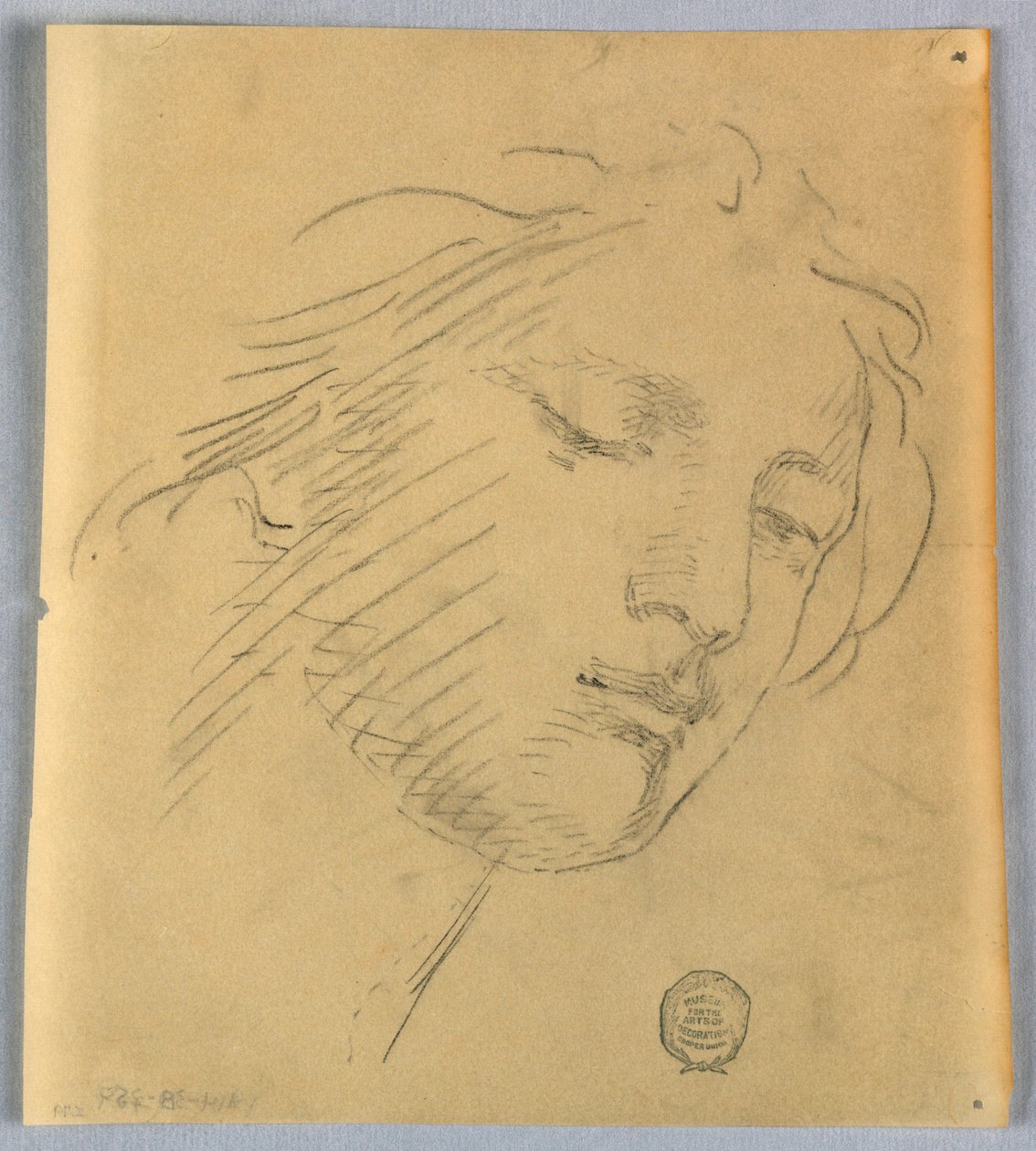 Skitse af en kvindes ansigt af Francis Augustus Lathrop