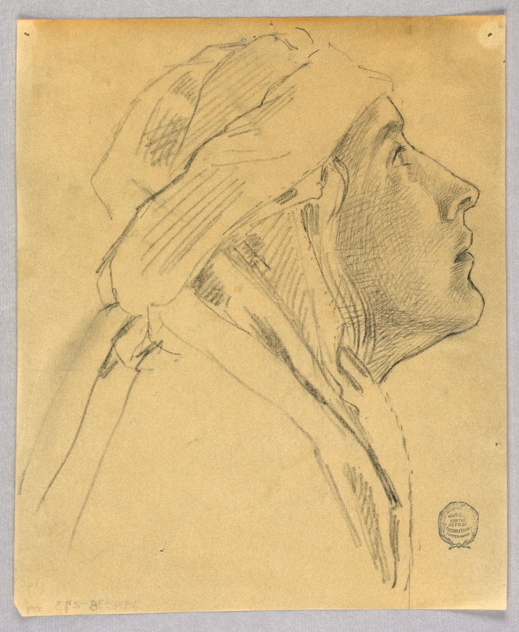 Skitse af et kvindehoved af Francis Augustus Lathrop