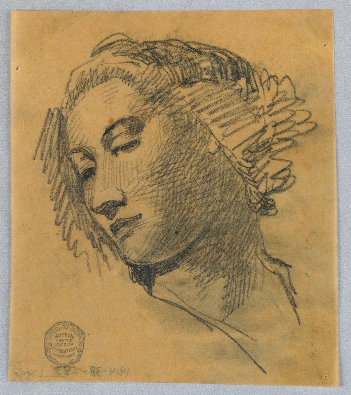 Skitse af et kvindehoved af Francis Augustus Lathrop