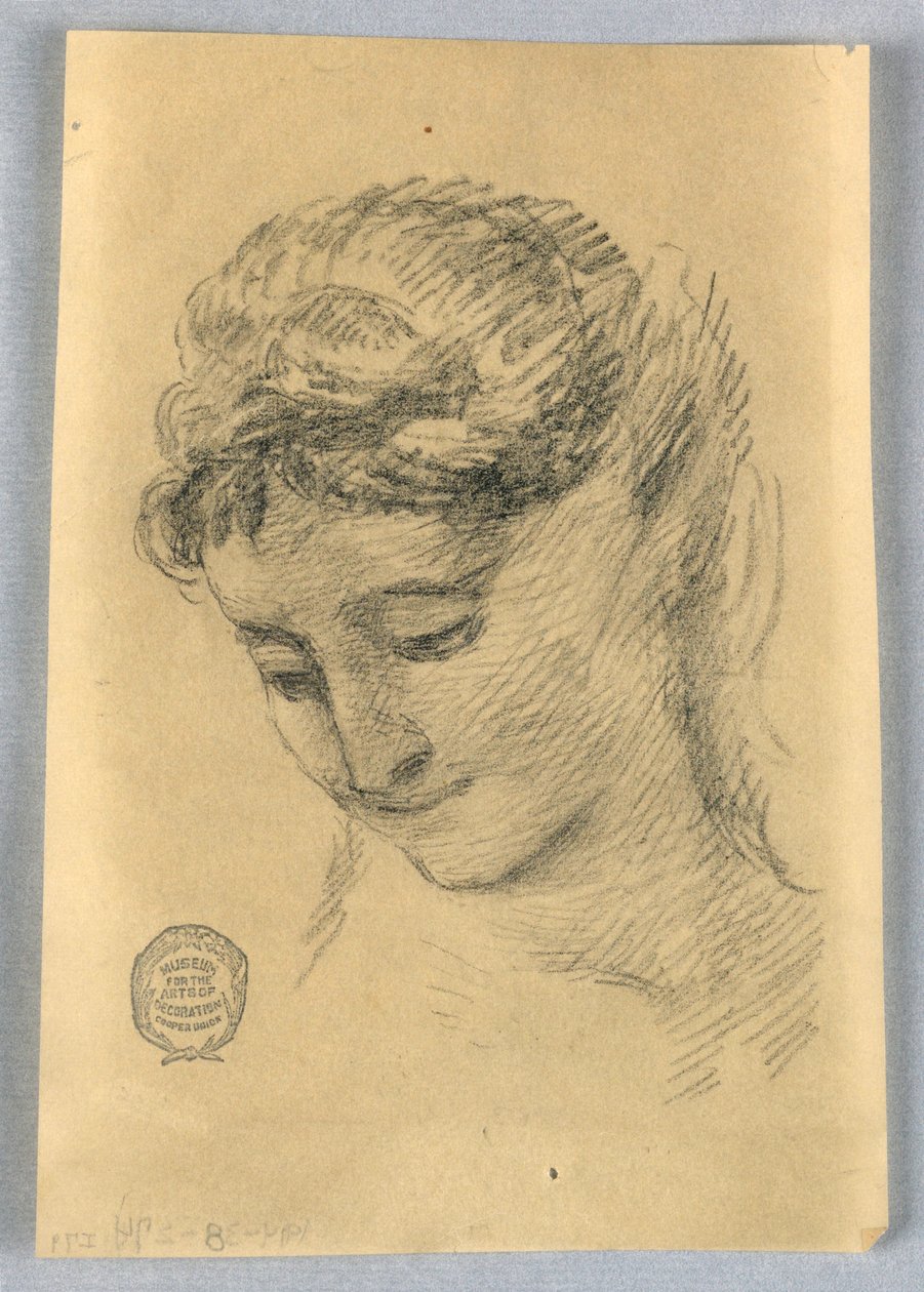 Skitse af et kvindehoved af Francis Augustus Lathrop