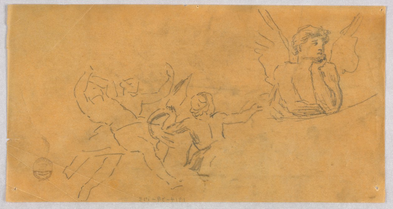 Skitse af en engel og Putti af Francis Augustus Lathrop