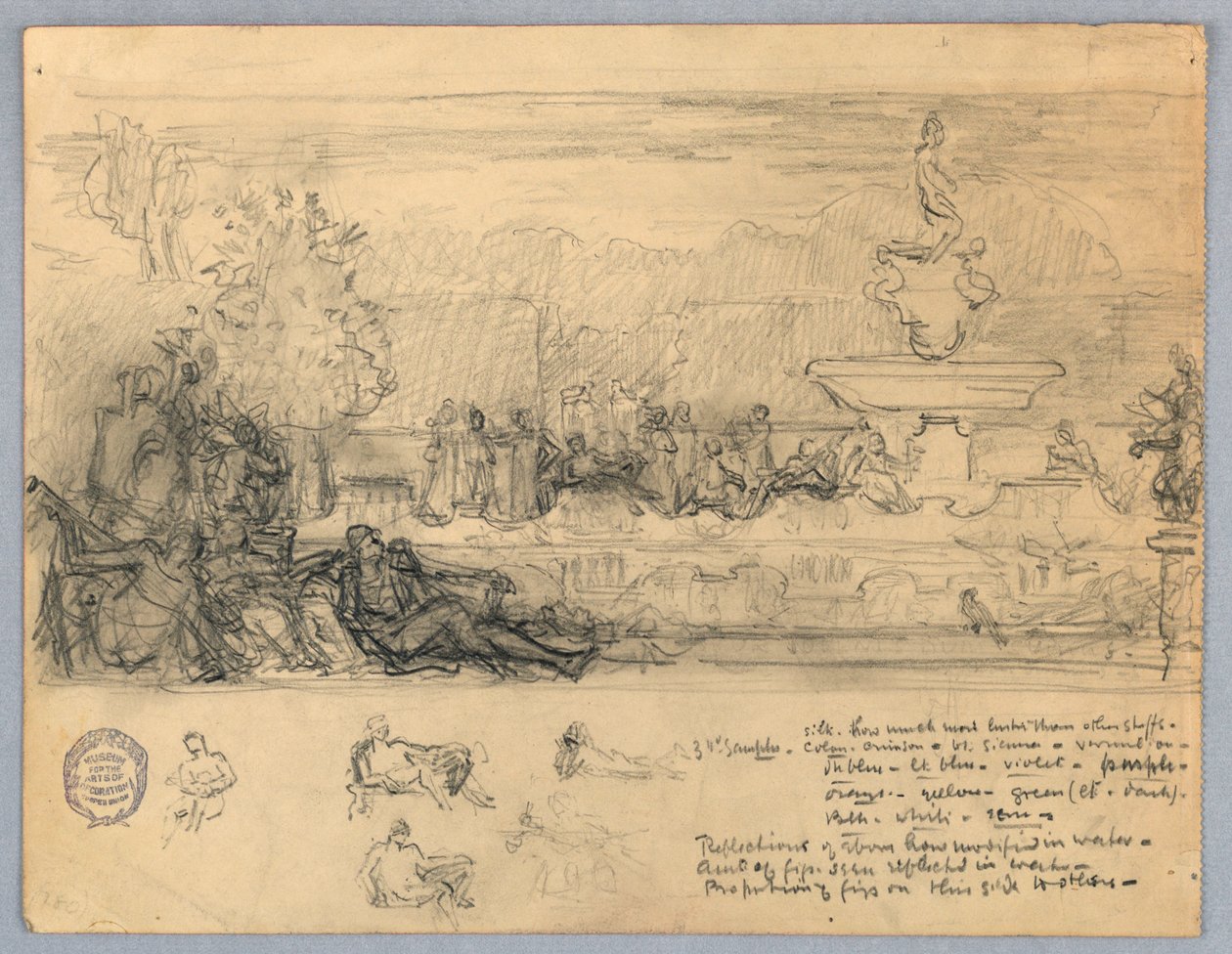 Studer til et vægmaleri eller panel af Francis Augustus Lathrop