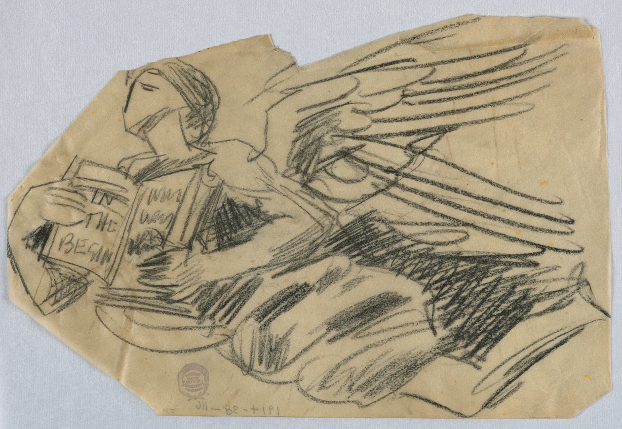 Studie af engel med en bog af Francis Augustus Lathrop