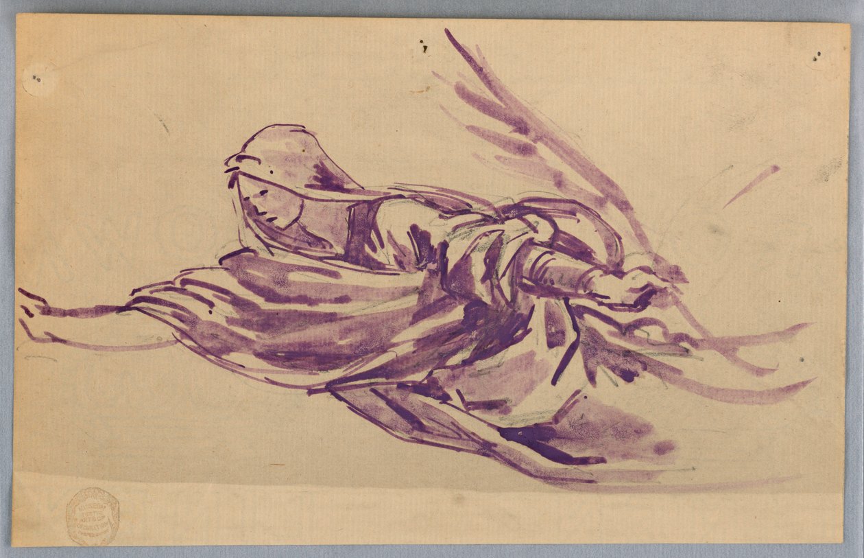 Studie af draperet figur med håndflade af Francis Augustus Lathrop