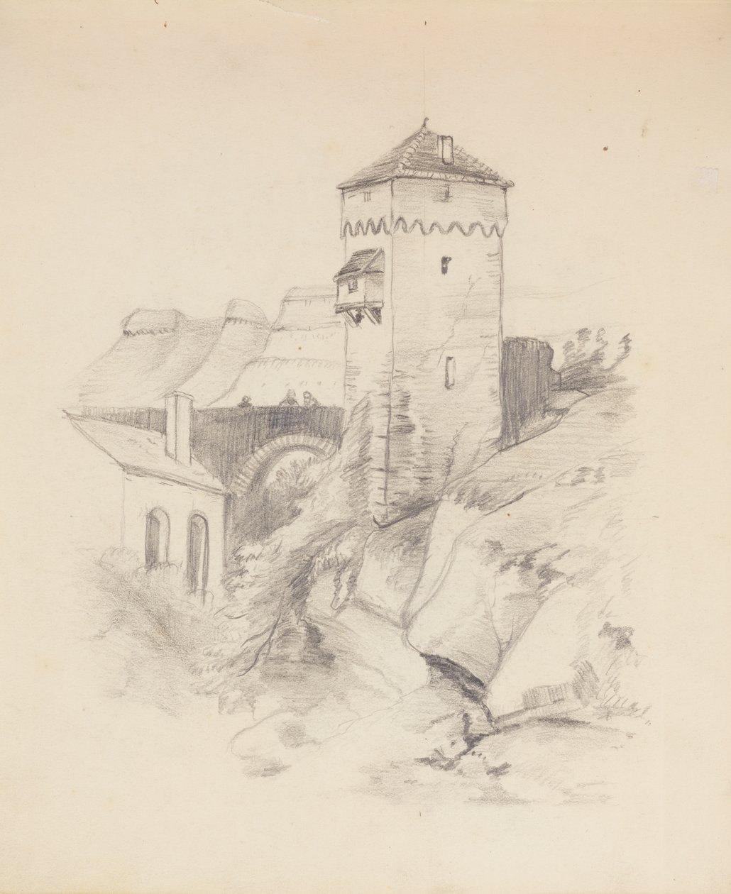 Tårn i en landsby af Francis Augustus Lathrop