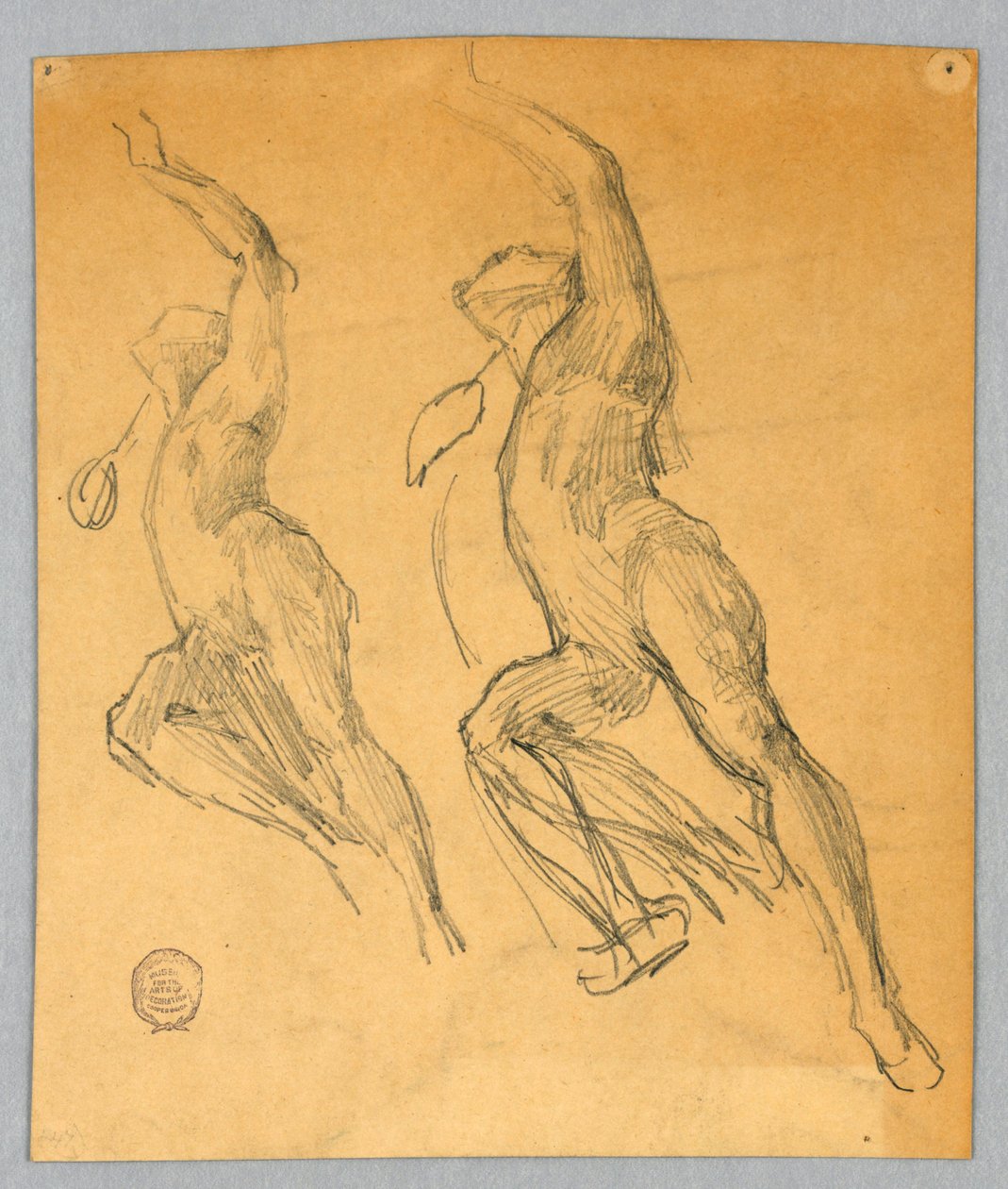 To skitser af en nøgen figur af Francis Augustus Lathrop